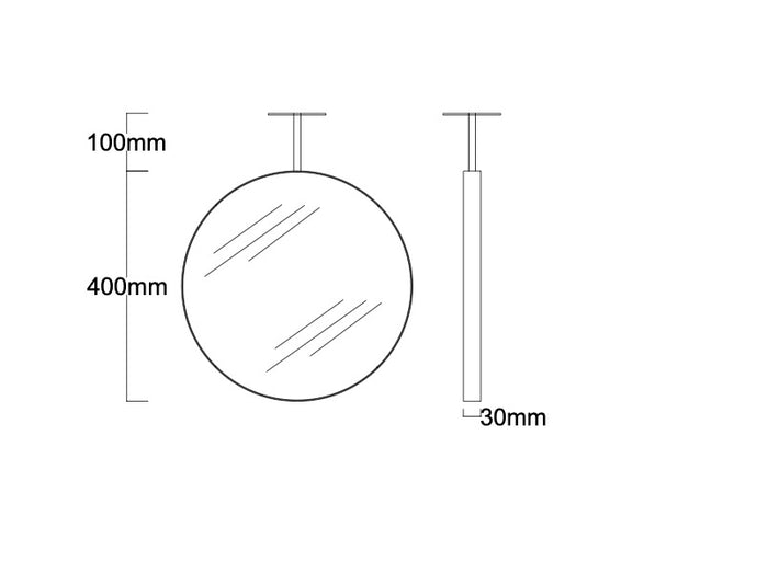 Bespoke Suspended Orbis™ Mirror Black Powder Coated Frame 1 rod (400 x 30mm)