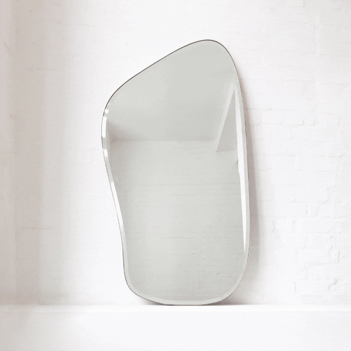 Freeform Bevelled Mirror with Minimalist Brass Frame