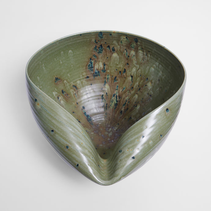 Green Collapsed Open Form, Vessel N.104, Interior Sculpture, Objet D'Art