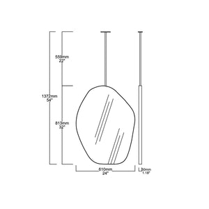 NEW Ceiling Suspended Freeform Mirror with Minimalist Black Frame