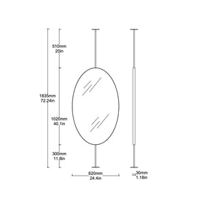 Contemporary Ovalis™ Countertop to Ceiling Attached Mirror with Nickel Plated Frame