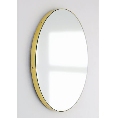 Bespoke Orbis™ Round Minimalist Mirror Brushed Brass Frame 42