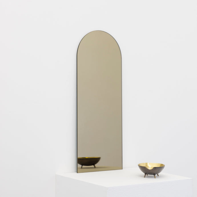 In Stock Arcus™ Arched Bronze Tinted Minimalist Frameless Mirror with a Floating Effect