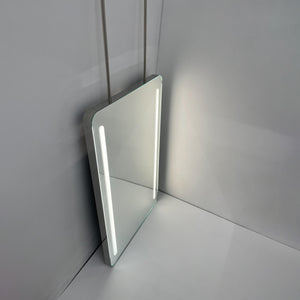 NEW Quadris™ Ceiling Suspended Front Illuminated Rectangular Mirror with Polished Stainless Steel Frame