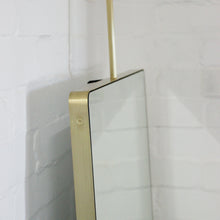 Ceiling Suspended Rectangular Bathroom Mirror with Brass Frame