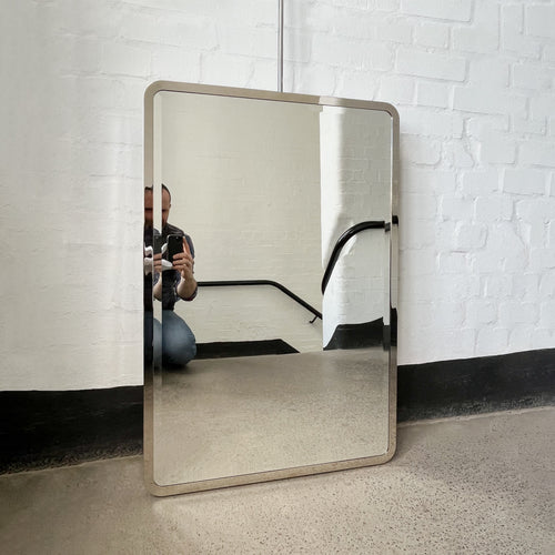 NEW Quadris™ Ceiling Suspended Rectangular Mirror with a Bevel and a Nickel Plated Frame