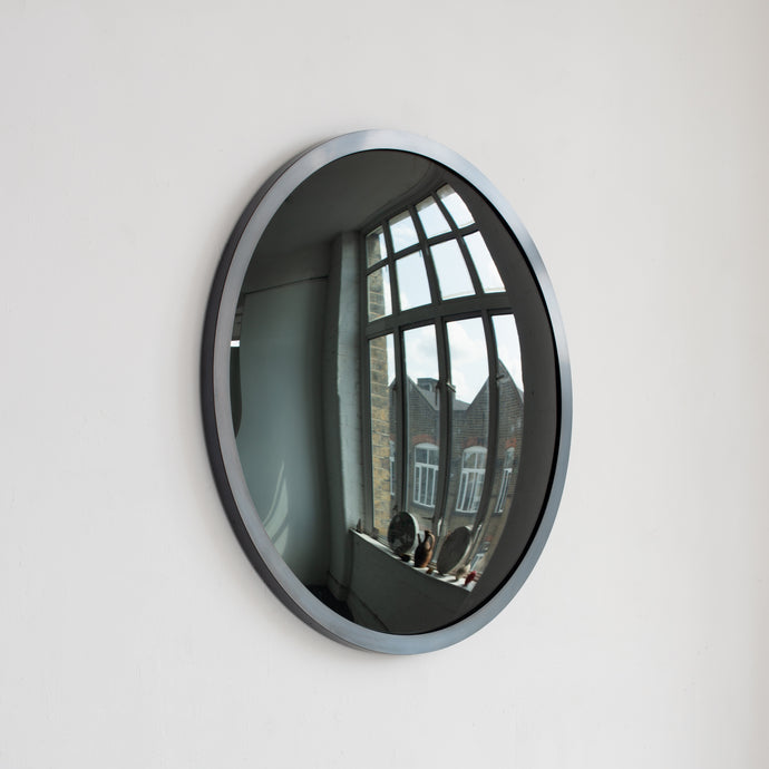 Orbis™ Round Black Convex Handcrafted Mirror with Blackened Metal Frame