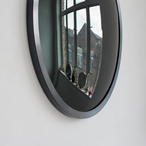Orbis™ Round Black Convex Handcrafted Mirror with Blackened Metal Frame
