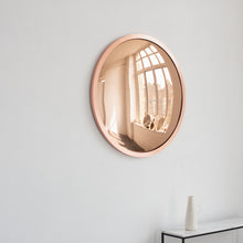 In Stock Orbis™ Round Rose Gold Convex Handcrafted Mirror with Brushed Copper Frame