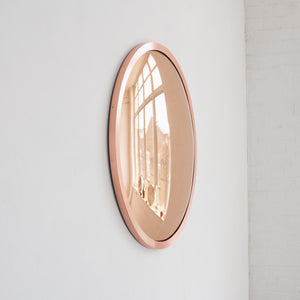 In Stock Orbis™ Round Rose Gold Convex Handcrafted Mirror with Brushed Copper Frame