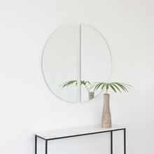 Set of 2 Luna™ Round Half-Moon Modern Frameless Mirrors with a Floating Effect