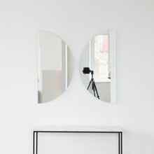 Set of 2 Luna™ Round Half-Moon Modern Frameless Mirrors with a Floating Effect