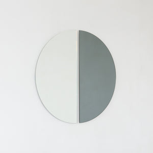 Set of 2 Luna™Half-Moon Black + Std. Silver Tinted Contemporary Frameless Mirrors