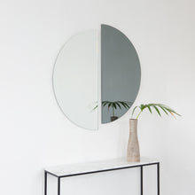 Set of 2 Round Half-Moon Black  Silver Tinted Contemporary Frameless Mirrors