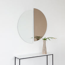 Set of 2 Luna™ Round Half-Moon Bronze + Std. Silver Tinted Minimalist Frameless Mirrors