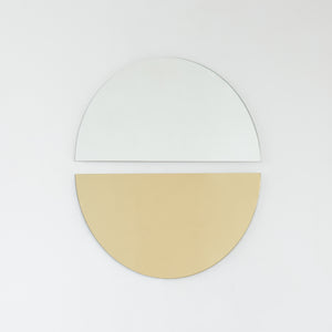 NEW Set of 2 Luna™ Half Moon Gold + Std Silver Tinted Semi-circular Frameless Mirrors
