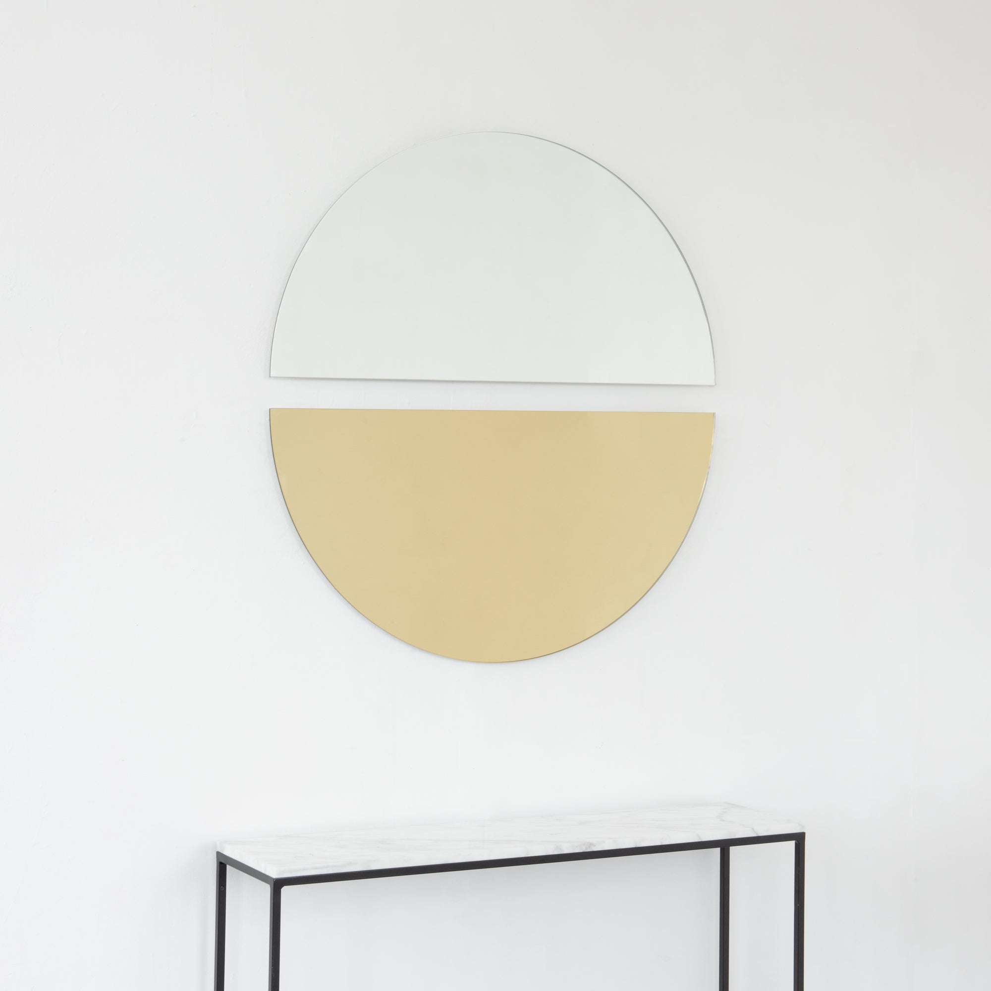 Set of 2 Luna™ Half-moon Bronze Tinted Contemporary Frameless Round Mirrors  Large, XL 