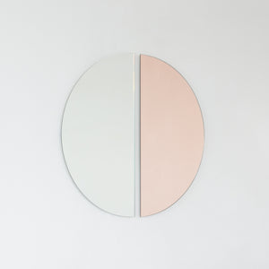 Set of 2 Luna™ Half Moon Mixed Tinted Silver + Rose Gold (Peach) Semi-circular Frameless Mirrors