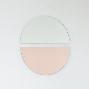 Set of 2 Luna™ Half Moon Mixed Tinted Silver + Rose Gold (Peach) Semi-circular Frameless Mirrors