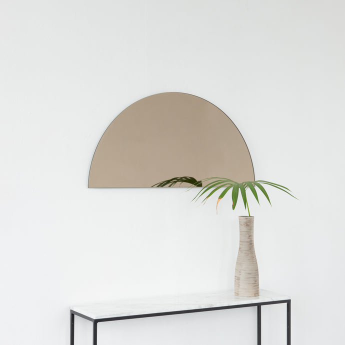 Luna™ Half Moon Semi-circular Bronze Tinted Modern Frameless Mirror