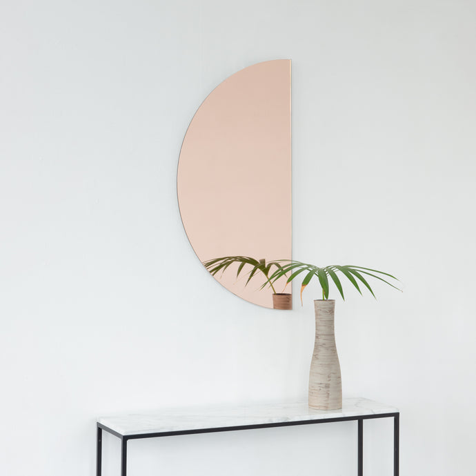 Luna™ Half Moon Semi-circular Rose Gold / Peach Tinted Frameless Mirror