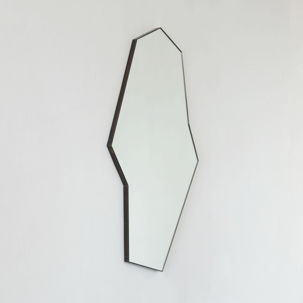 NEW Octagon Bapa™ Irregular shaped Art Deco Mirror with a Bronze Patina Frame