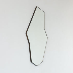 In Stock Octagon Bapa™ Irregular shaped Art Deco Mirror with a Bronze Patina Frame