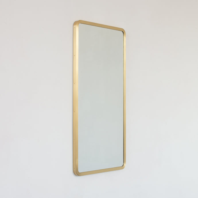 Quadris™ Rectangular Contemporary Mirror with Brass Full Frame