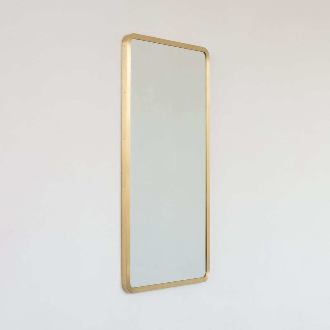 NEW Quadris™ Rectangular Contemporary Mirror with a Full Brass Frame
