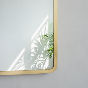 Quadris™ Rectangular Contemporary Mirror with Brass Full Frame