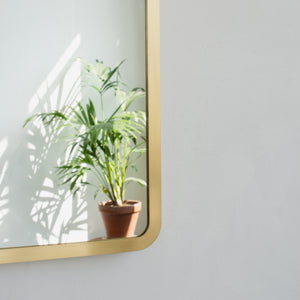 NEW Quadris™ Rectangular Contemporary Mirror with a Full Brass Frame