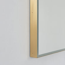 Quadris™ Rectangular Front Illuminated Modern Mirror with Brushed Brass Frame
