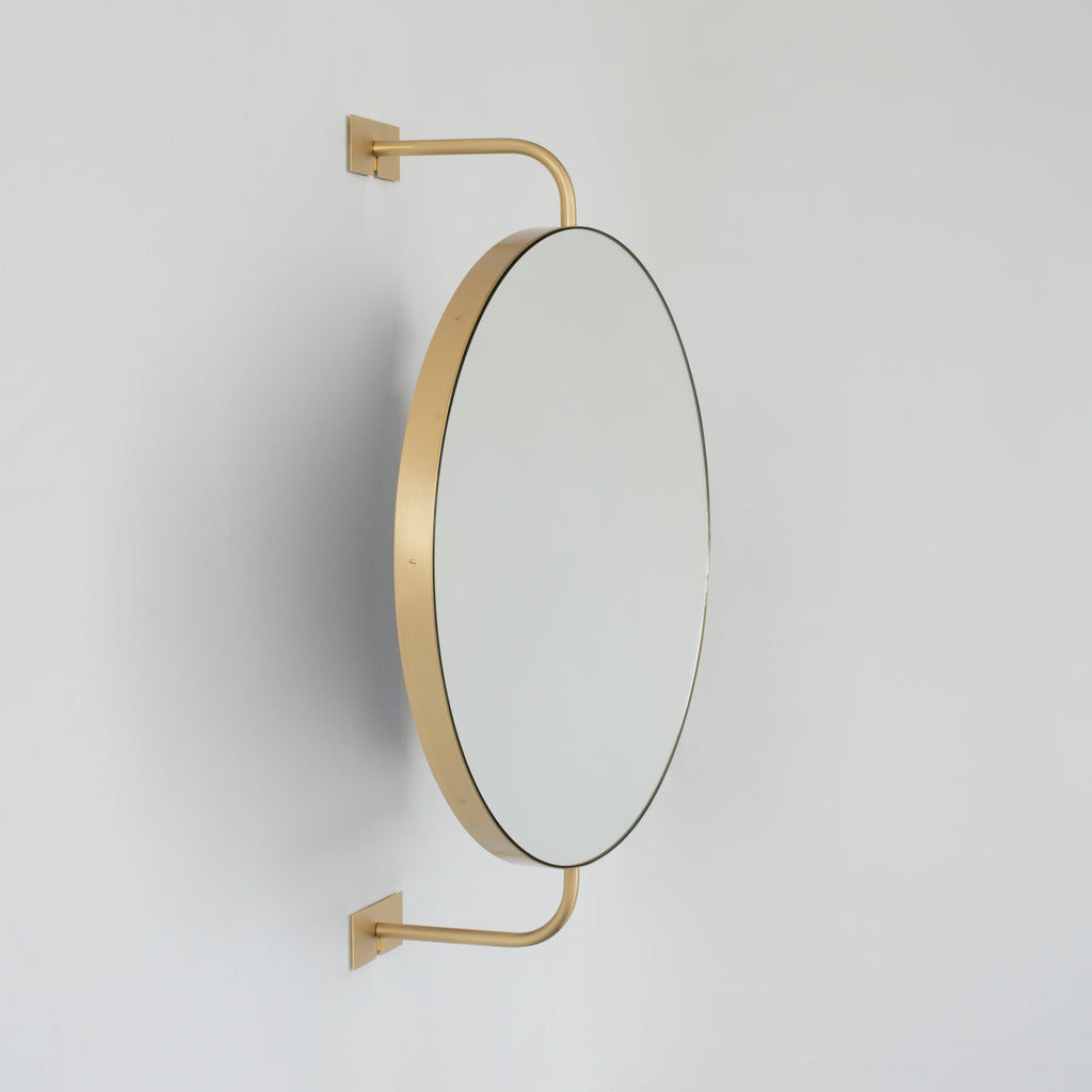 Contemporary Vorso Round Rotating Mirror with Brass Frame – DYOM by ...