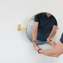 NEW Vorso™ Wall Attached Suspended Rotating Round Mirror with a Brushed Brass Frame