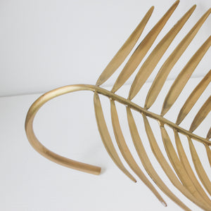 Hand-cast Long Palm Tree Leaf Decorative Brass Sculpture - Large