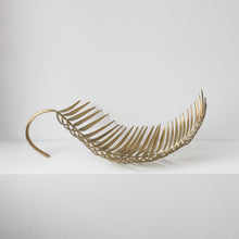 Hand-cast Long Palm Tree Leaf Decorative Brass Sculpture - Large