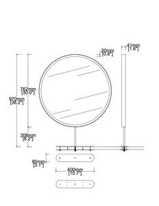 Orbis™ Modern Countertop Round Mirror with Front Illumination and Brass Frame