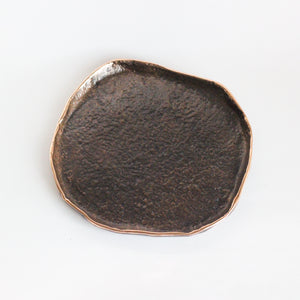 Rounded Handmade Cast Bronze Trinket Tray Inspired by Wabi-Sabi, videpoche