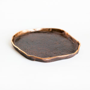 Rounded Handmade Cast Bronze Trinket Tray Inspired by Wabi-Sabi, videpoche