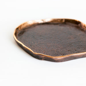 Rounded Handmade Cast Bronze Trinket Tray Inspired by Wabi-Sabi, videpoche