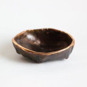 Rounded Handmade Cast Bronze Bowl Inspired by Wabi-Sabi, Vide-Poche