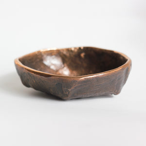 Rounded Handmade Cast Bronze Bowl Inspired by Wabi-Sabi, Vide-Poche