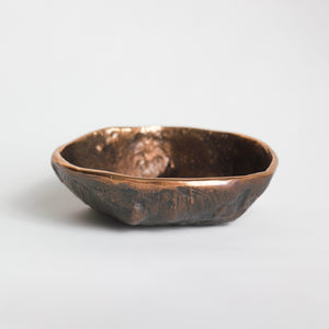 Rounded Handmade Cast Bronze Bowl Inspired by Wabi-Sabi, Vide-Poche