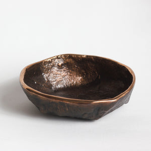 Rounded Handmade Cast Bronze Bowl Inspired by Wabi-Sabi, Vide-Poche