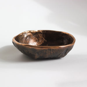 Rounded Handmade Cast Bronze Bowl Inspired by Wabi-Sabi, Vide-Poche