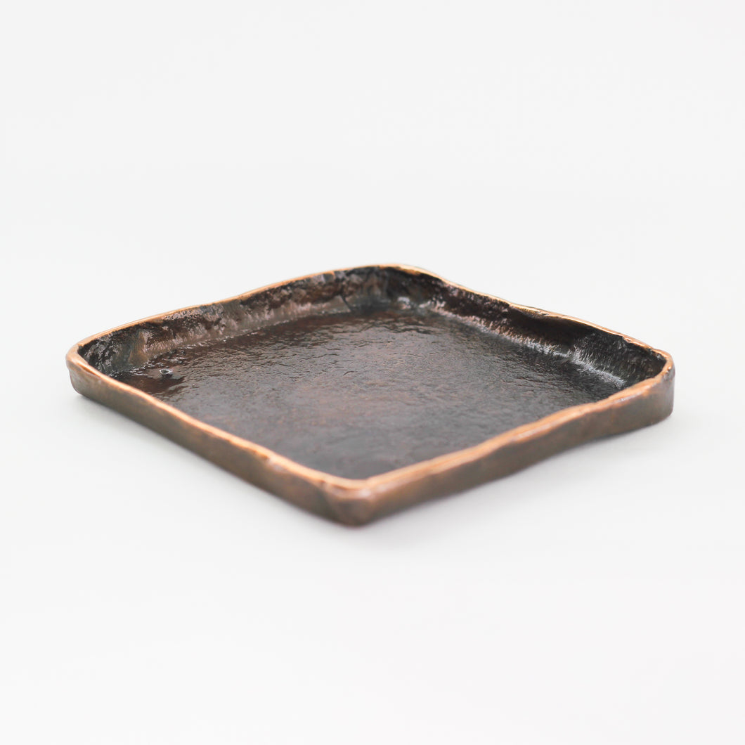 Small Handmade Cast Bronze Trinket Tray Inspired by Wabi-Sabi