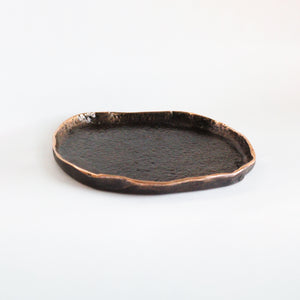 Rounded Handmade Cast Bronze Trinket Tray Inspired by Wabi-Sabi, videpoche
