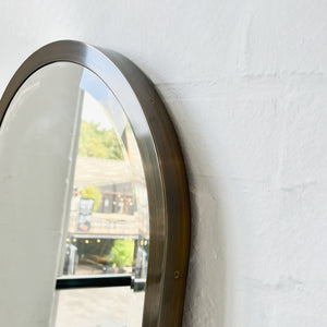 Capsule Shape Bevelled Mirror with Bronze Patina Full Frame