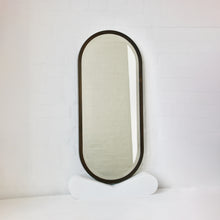 Capsule Shape Bevelled Mirror with Bronze Patina Full Frame