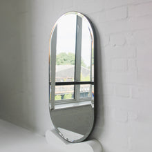 Capsule Shape Bevelled Mirror with Bronze Patina Full Frame